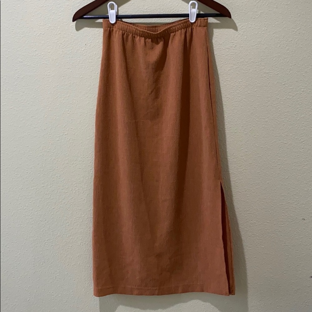 Muted rose midi skirt